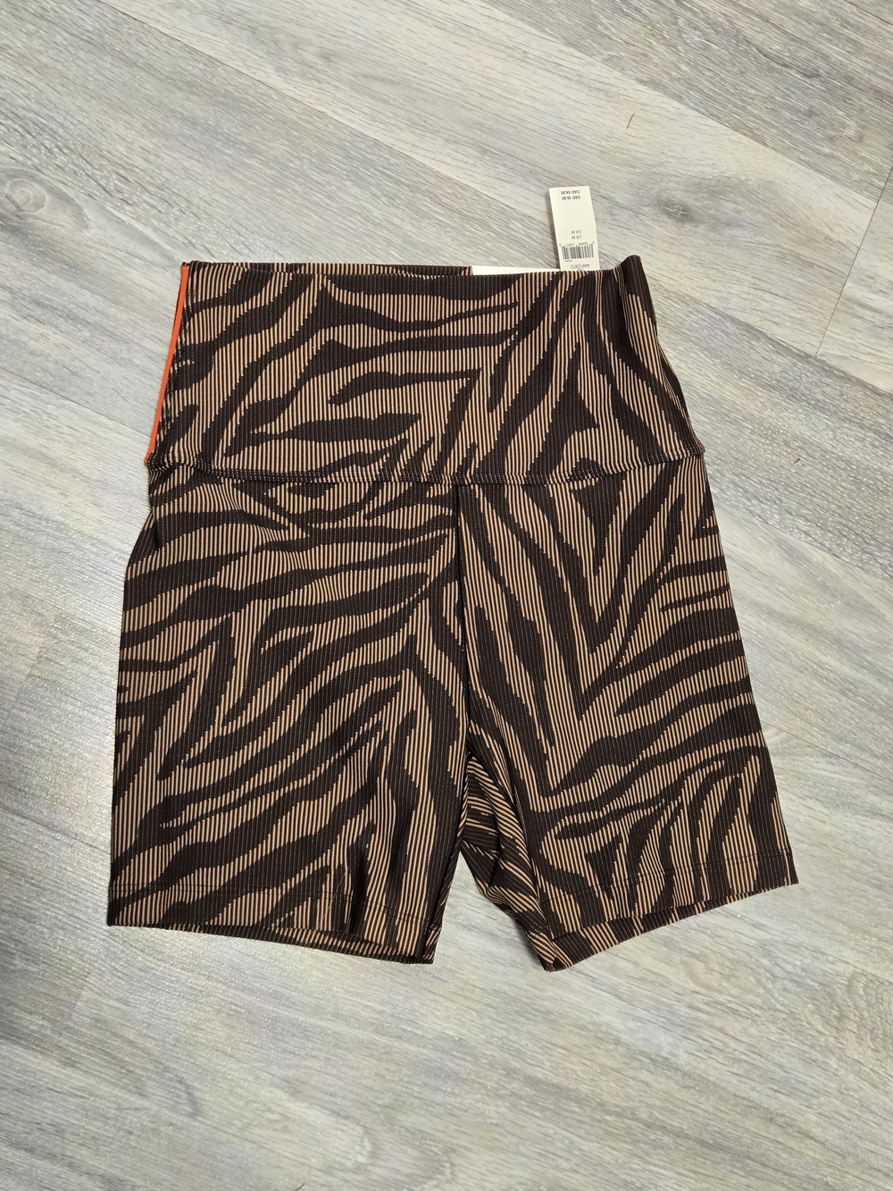 Aerie High-Rise Brown Zebra-Stripe Bike Shorts